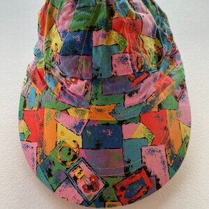 RARE Vintage 90s Abstract Geometric Art Print Hat Cap Colorful Adjustable